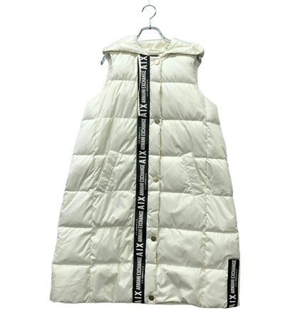 美品 ARMANI EXCHANGE ロングダウンベスト ロゴテープデザイン 6GYQ10 YNNAZ レディース SIZE S アルマーニエクスチェンジ