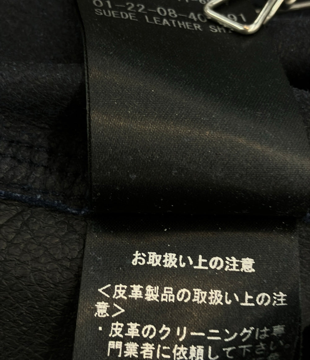 DENHAM 長袖シャツ やぎ革 スナップボタン SUEDE LEATHER SHIRT 01-22-08-40-091 メンズ SIZE S デンハム