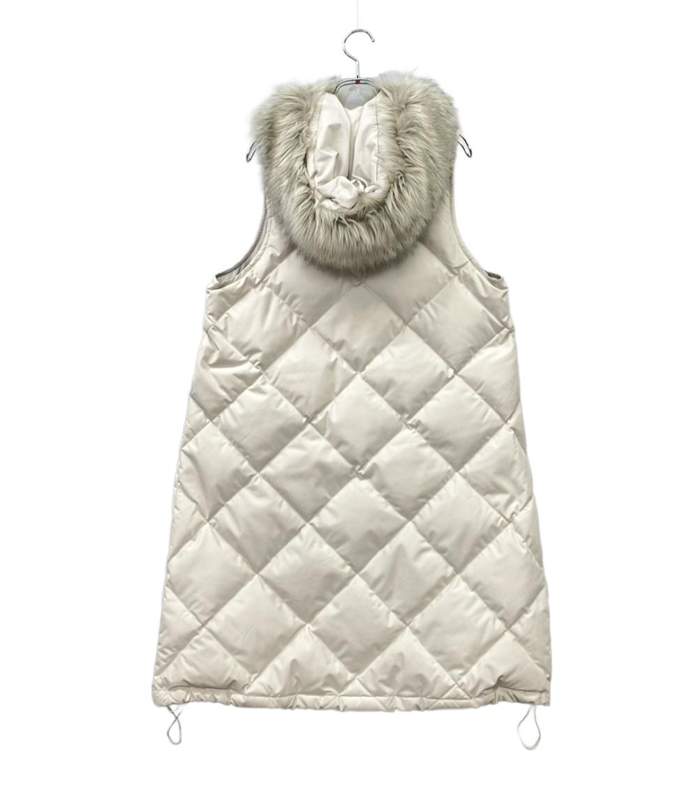 美品 GRACE Class ジレ ダウン ロング 21AW タグ フード フェイクファー付き ロングダウンジレ 0221457112-00 レディース SIZE 36 (S) グレースクラス