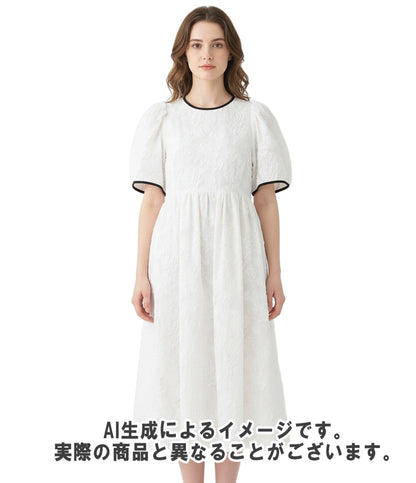 DESIGNWORKS 半袖 袖ボリュームカットジャガードワンピース 翁安芸 レディース SIZE 38 (S) デザインワークス