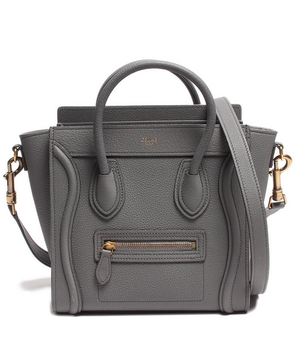 セリーヌ 2way レザー ハンドバッグ ゴールド金具 ラゲージ ナノ ショッパー コール レディース CELINE
