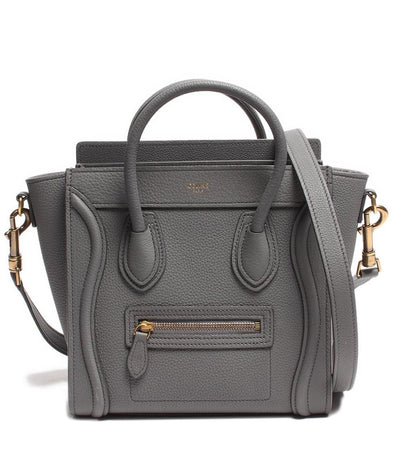 セリーヌ 2way レザー ハンドバッグ ゴールド金具 ラゲージ ナノ ショッパー コール レディース CELINE