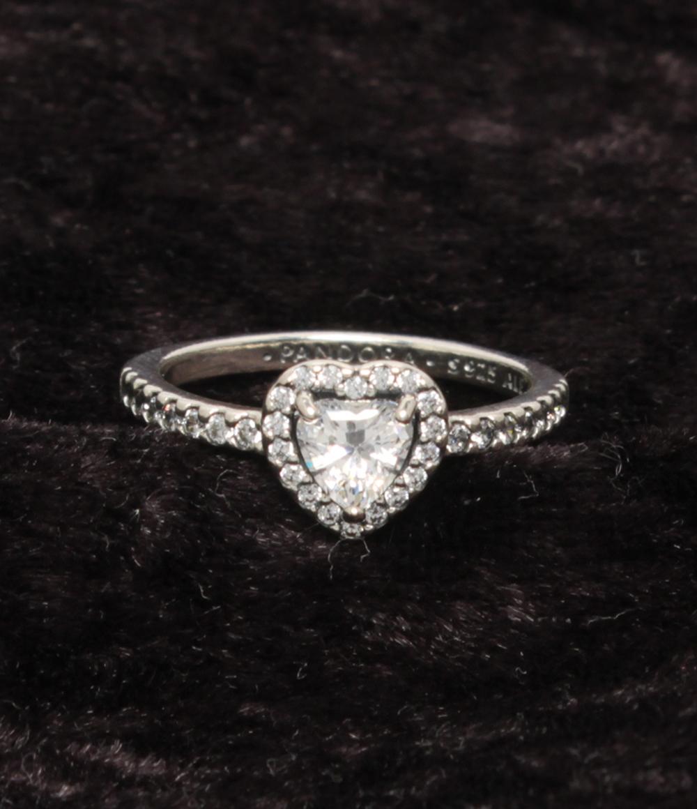 美品 PANDORA リング 指輪 SV925 ハートモチーフ レディース SIZE 11号 パンドラ
