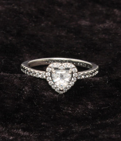 美品 PANDORA リング 指輪 SV925 ハートモチーフ レディース SIZE 11号 パンドラ