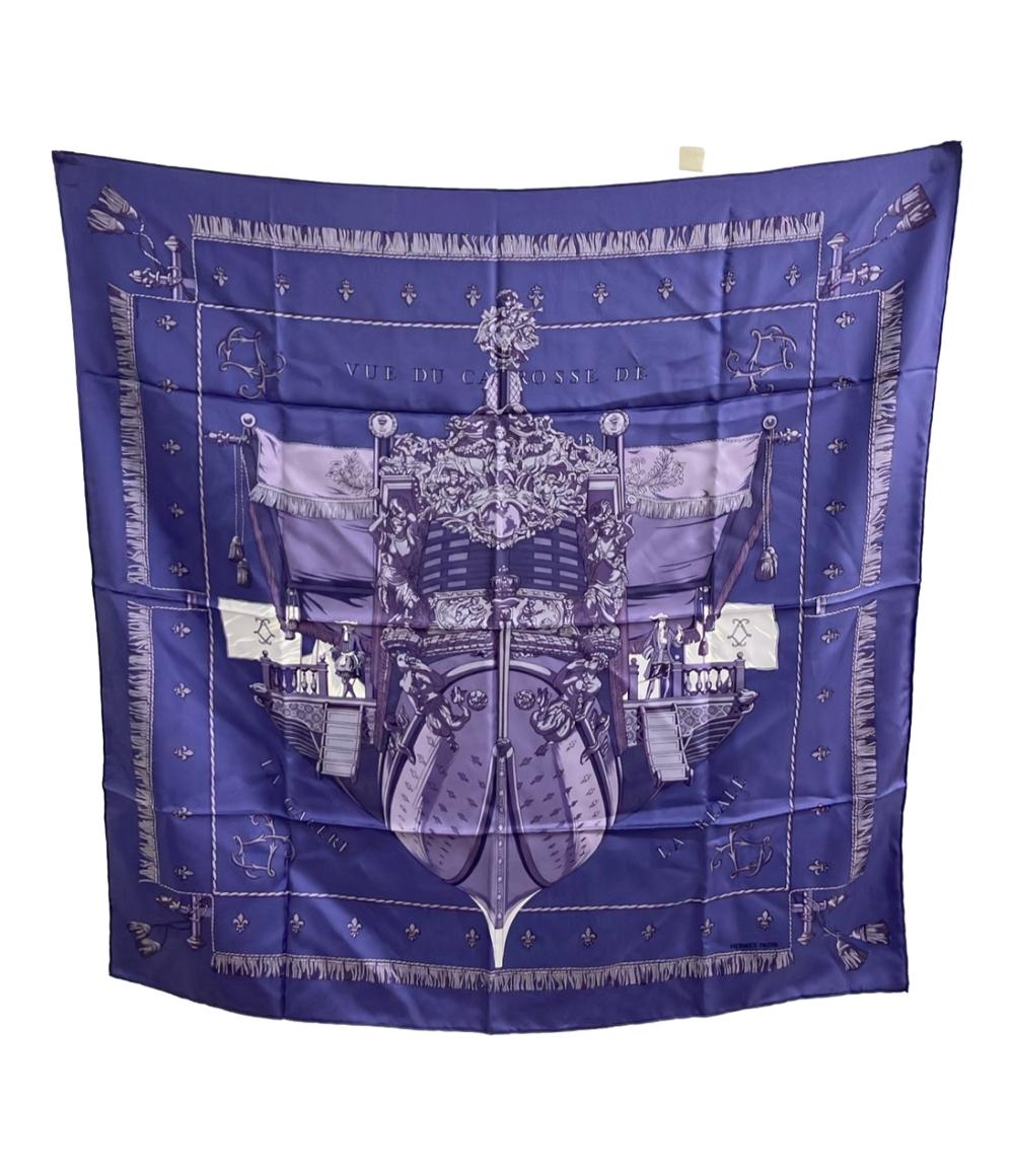 美品 HERMES スカーフ シルク100% カレ90 VUE DU CAROSSE DE LA GALERE LA REALE レディース エルメス