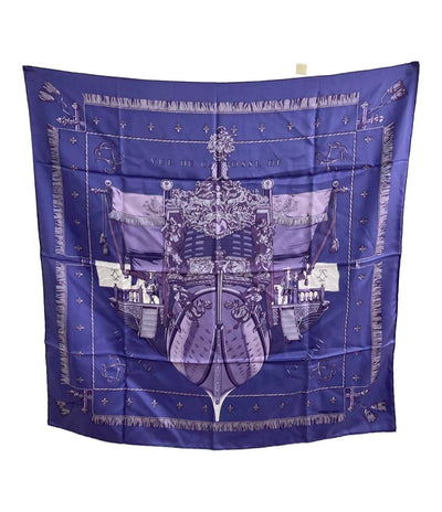 美品 HERMES スカーフ シルク100% カレ90 VUE DU CAROSSE DE LA GALERE LA REALE レディース エルメス