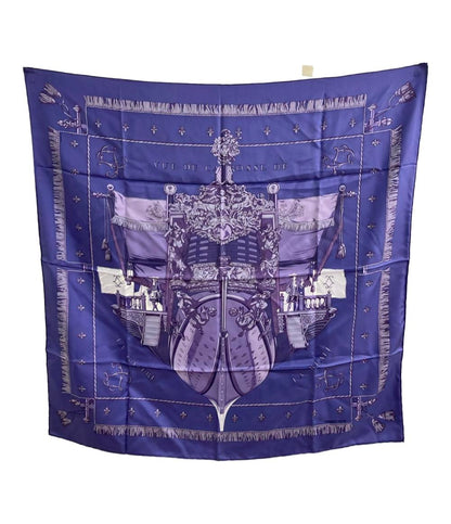 美品 HERMES スカーフ シルク100% カレ90 VUE DU CAROSSE DE LA GALERE LA REALE レディース エルメス