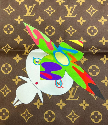 美品 LOUIS VUITTON スカーフ シルク100% LV×TM カレ70 スーパーフラット モノグラム M96274 レディース ルイ・ヴィトン