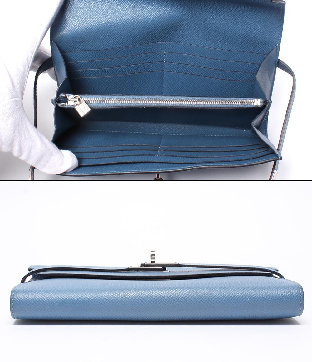 未使用品▼HERMES エルメス ケリーウォレット ヴォーエプソン レザー 長財布 ゴールド シルバー金具 仏製 レディース D刻印 箱付き 未使用品▽HERMES エルメス ケリーウォレット ヴォーエプソン レザー