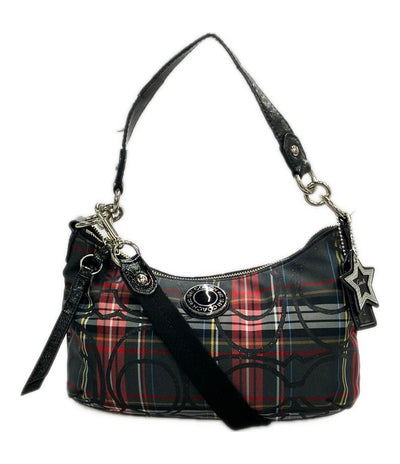 COACH ハンドバッグ ショルダーバッグ 2WAY 斜め掛け ナイロンジャガード レザー チェック柄 F20078 レディース コーチ