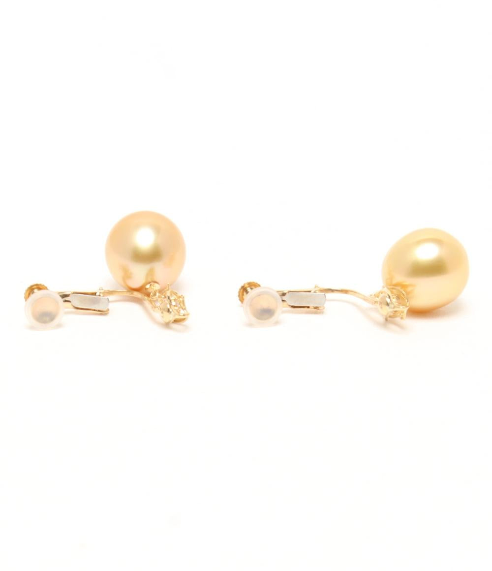 美品 イヤリング K18 パール 10.6x12mm ダイヤ 0.02ct 美品 イヤリング K18 パール 10.6x12mm ダイヤ 0.02ct