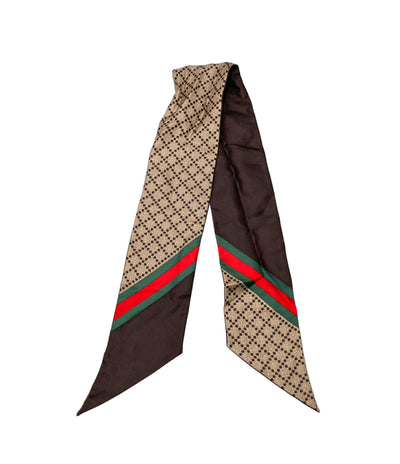 GUCCI リボンスカーフ シルク 100% GGチャーム付き 273804 3G001 2074 レディース グッチ