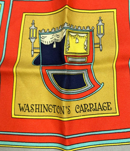HERMES スカーフ シルク100% カレ90 WASHINGTON'S CARRIAGE レディース エルメス