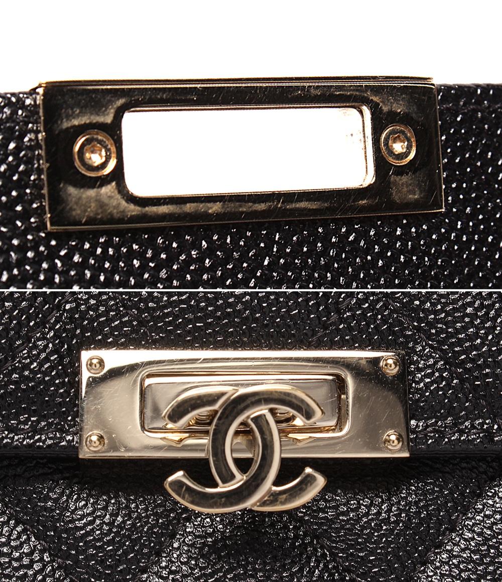 CHANEL 長財布  ココ ロック フラップウォレット ゴールド金具 キャビアスキン A80768 シャネル
