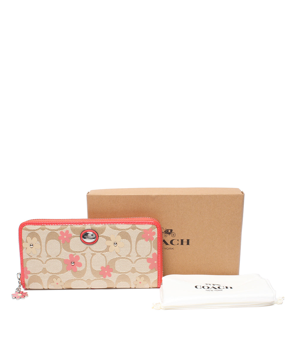 美品 COACH ラウンドファスナー長財布 フローラルデイジー F51339 コーチ