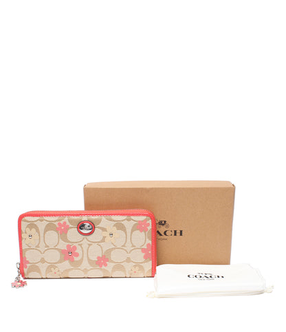 美品 COACH ラウンドファスナー長財布 フローラルデイジー F51339 コーチ