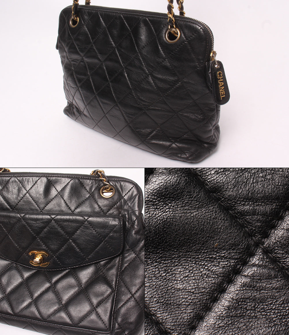 CHANEL チェーンショルダーバッグ 肩掛け ゴールド金具 1番台 マトラッセ レディース シャネル