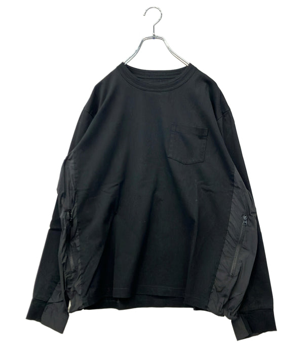 Sacai 長袖Tシャツ クールネック BLACK Cotton Jersey L S T-shirt 25