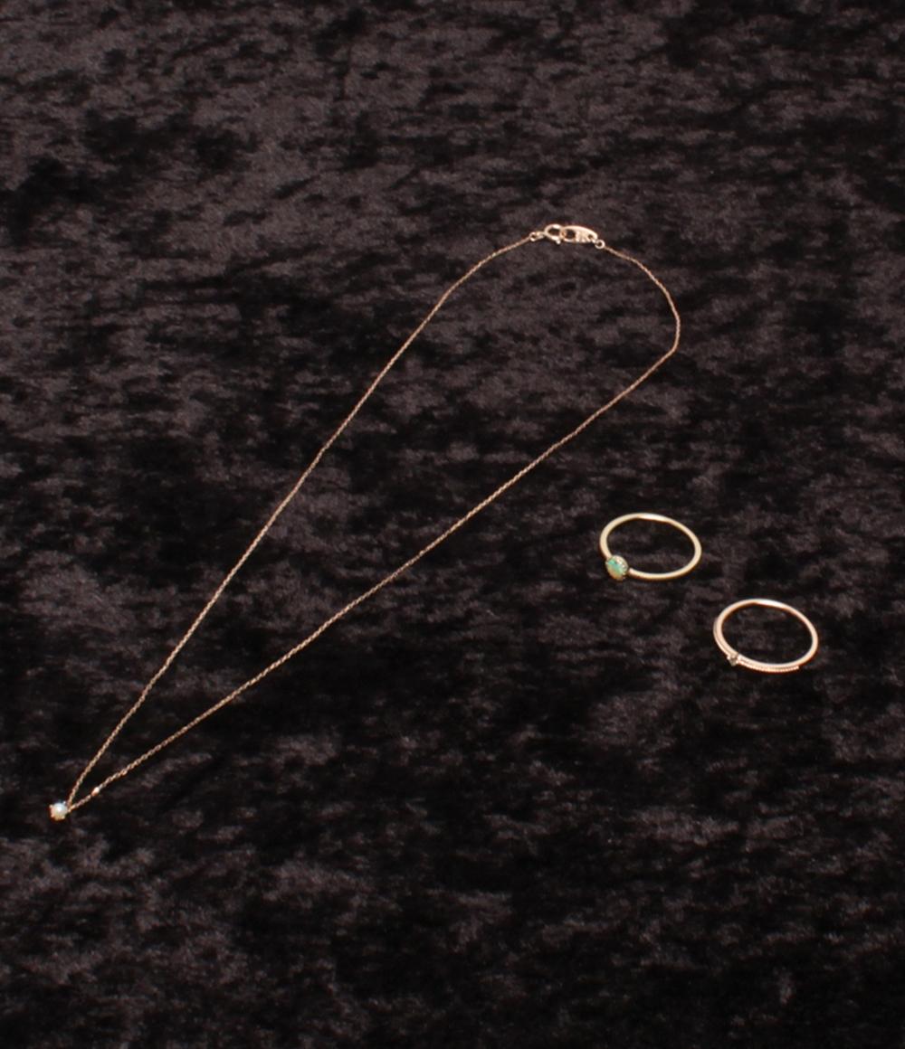 美品 ete リング 指輪 K10 ダイヤ0.01ct リング K10 オパール ネックレスK10 パール 3点セット レディース エテ