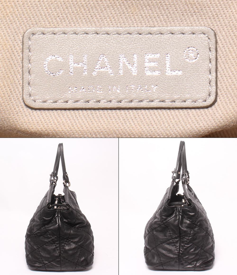 CHANEL 2WAY トートバッグ チェーンショルダーバッグ 肩掛け ワイルドステッチ シルバー金具 17番台 A67045 レディース シャネル