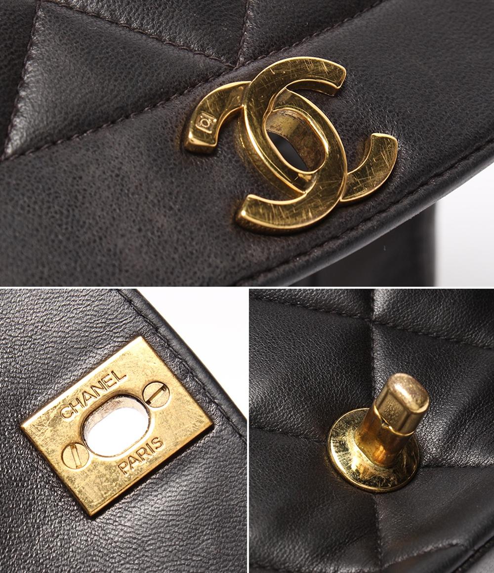 シャネル チェーンショルダーバッグ マトラッセ ゴールド金具 ラムスキン シングル 斜め掛け ダイアナ25 レディース CHANEL