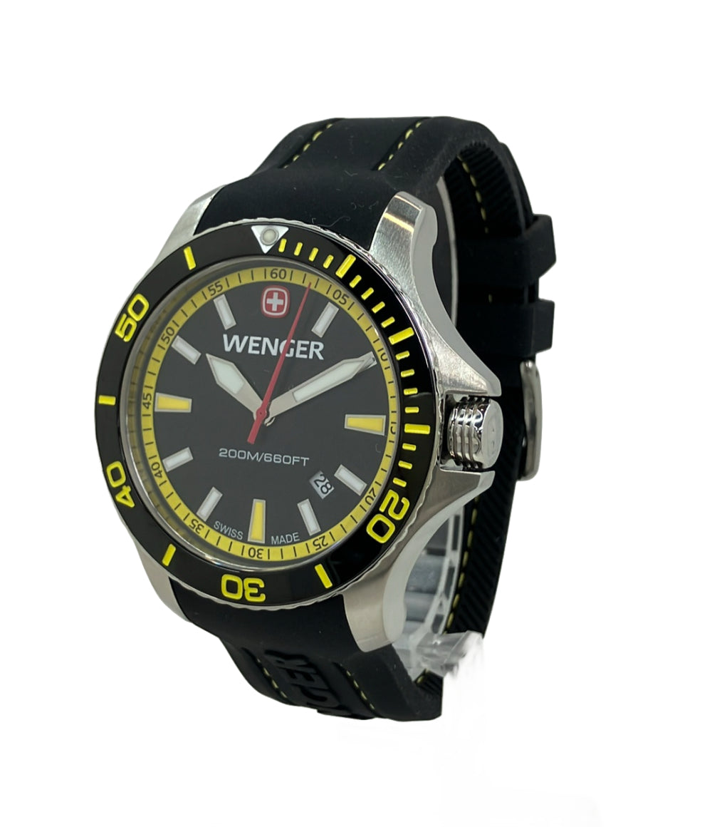 美品 WENGER 腕時計 シーフォース クオーツ ブラック 0641.101 メンズ ウェンガー