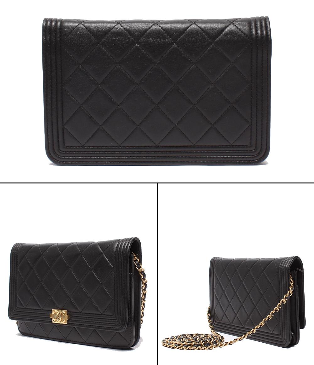 美品 CHANEL チェーンウォレット ショルダーバッグ 財布 ラムスキン