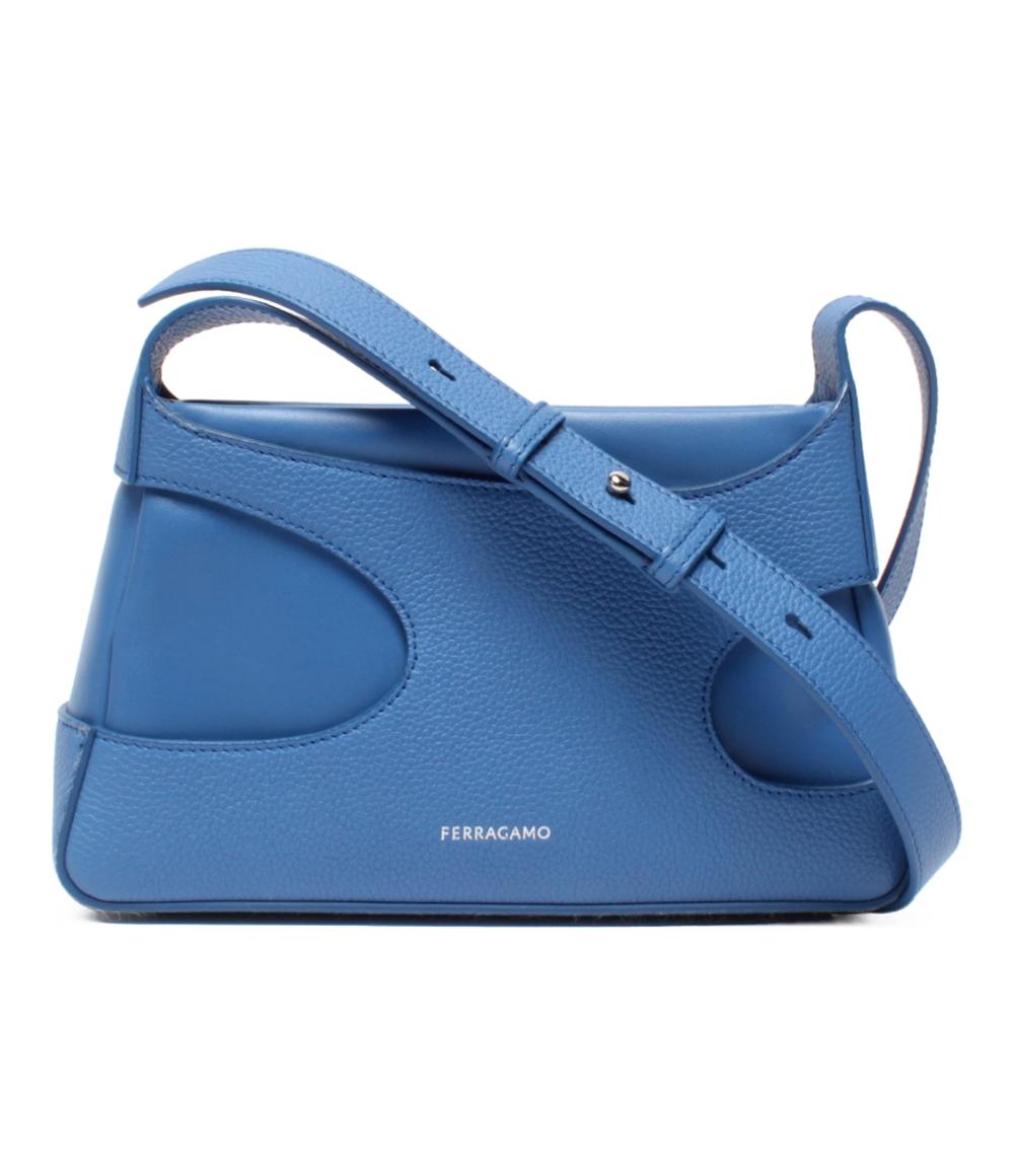 サルヴァトーレ フェラガモ ショルダー バッグ 青 GG-241204 Salvatore Ferragamo カットアウト ショルダーバッグ 斜め掛け