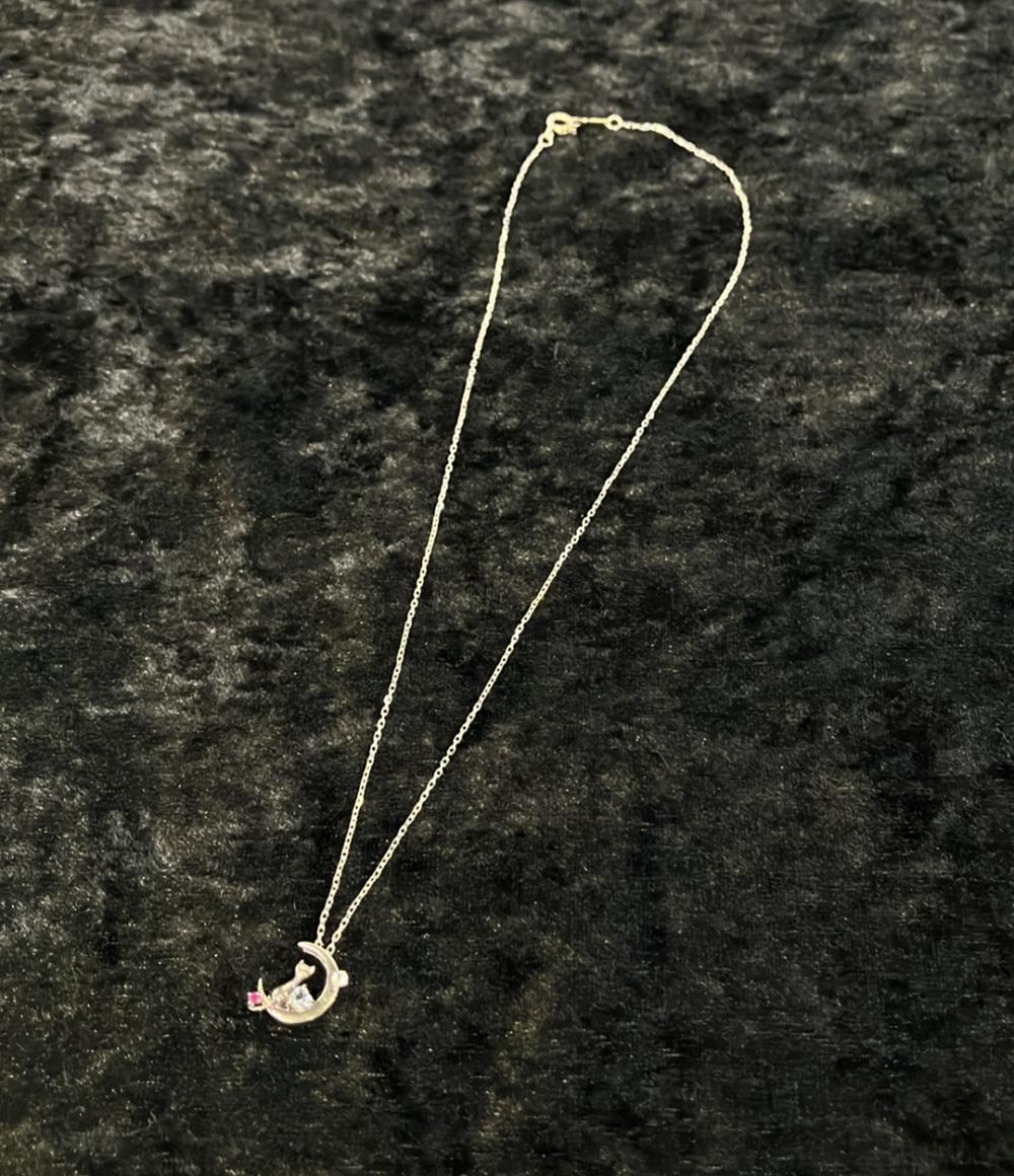 ネックレス SV925 アクアマリン ルビー ホワイトサファイア クレセントムーン 月モチーフ レディース Mirai Tenshi