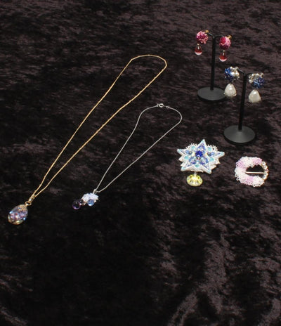 ネックレス イヤリング ブローチ フラワーモチーフ 花モチーフ 6点セット レディース