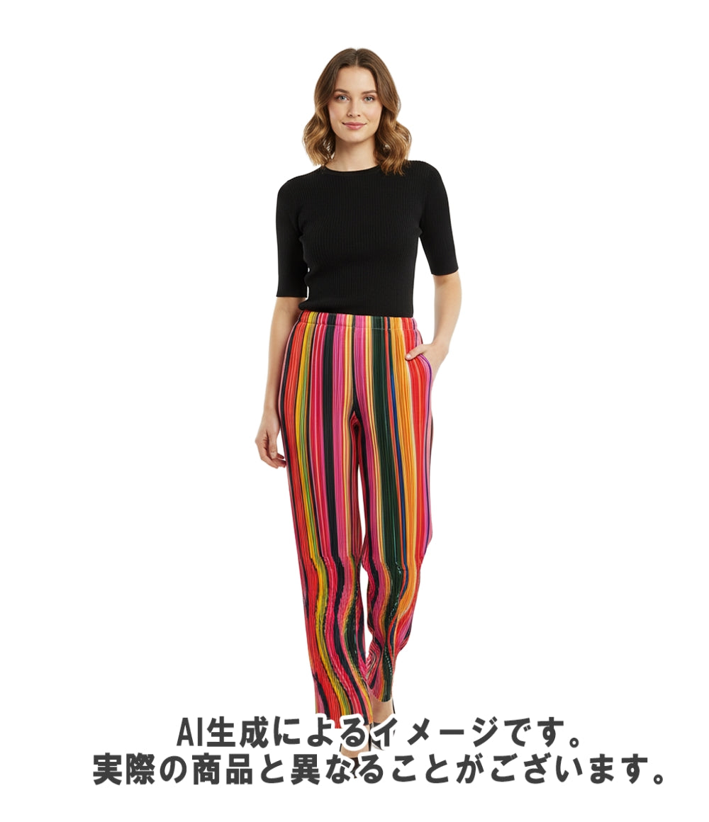 PLEATS PLEASE プリーツパンツ 24AW ストライプ ワープ・プリーツ