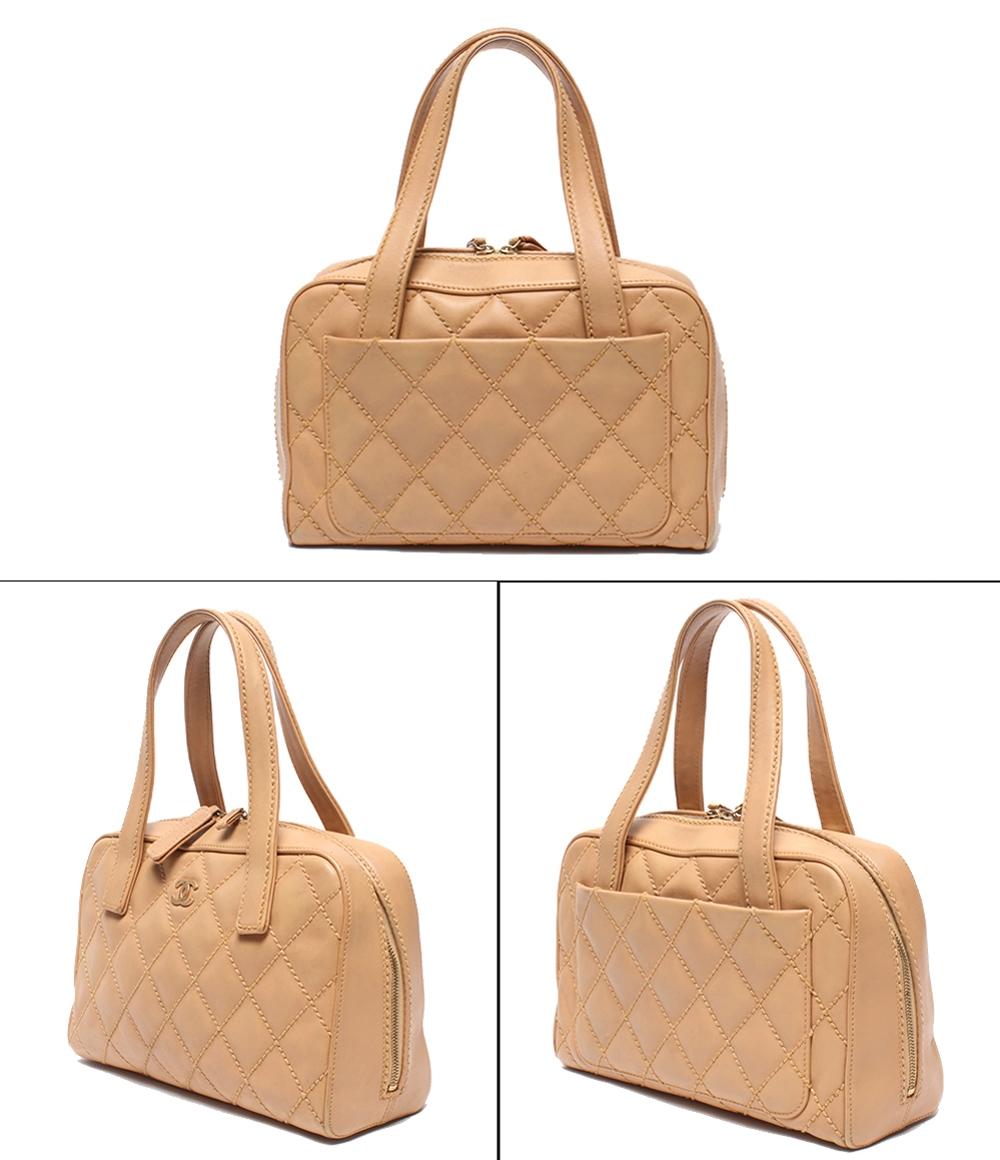 CHANEL ハンドバッグ ゴールド金具 8番台 ラムスキン ワイルドステッチ レディース シャネル