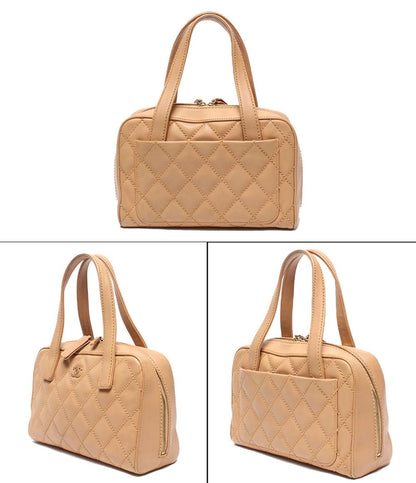 CHANEL ハンドバッグ ゴールド金具 8番台 ラムスキン ワイルドステッチ レディース シャネル