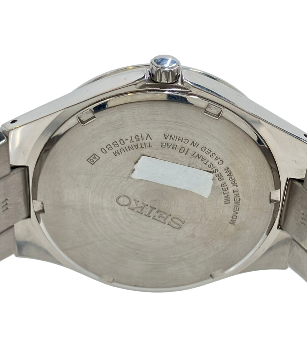 SEIKO 腕時計 ソーラー ホワイト V157-0BB0 メンズ セイコー