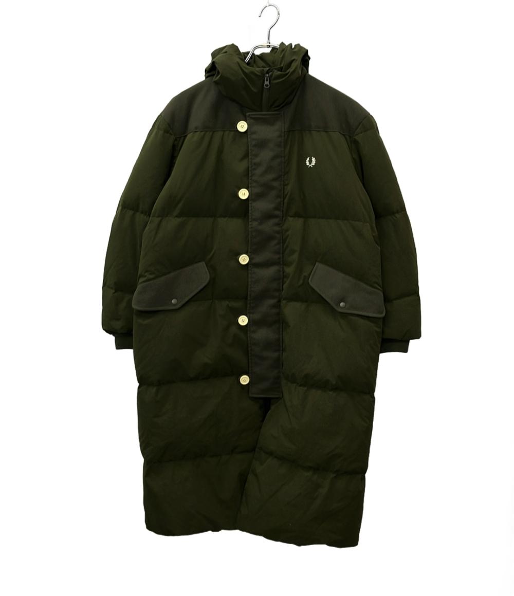 FRED PERRY ロングダウンコート パデッド ミリタリー 風 ローレルリース刺繍 ジップアップ スナップボタン F6304 メンズ SIZE UK10 (M)