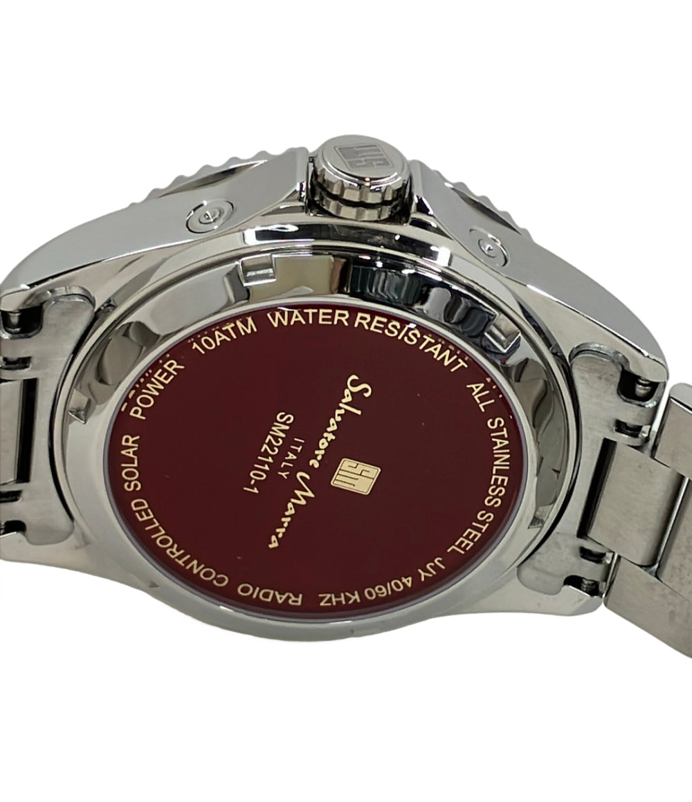 美品 Salvatore Marra 腕時計 電波ソーラー ソーラー ブラック SM22110-SSBKGR メンズ サルバトーレマーラ
