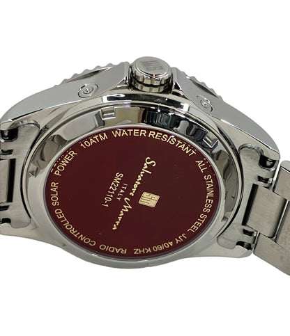 美品 Salvatore Marra 腕時計 電波ソーラー ソーラー ブラック SM22110-SSBKGR メンズ サルバトーレマーラ