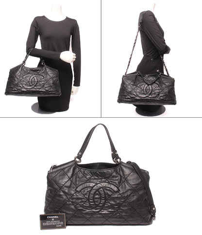 CHANEL 2WAY トートバッグ チェーンショルダーバッグ 肩掛け ワイルドステッチ シルバー金具 17番台 A67045 レディース シャネル