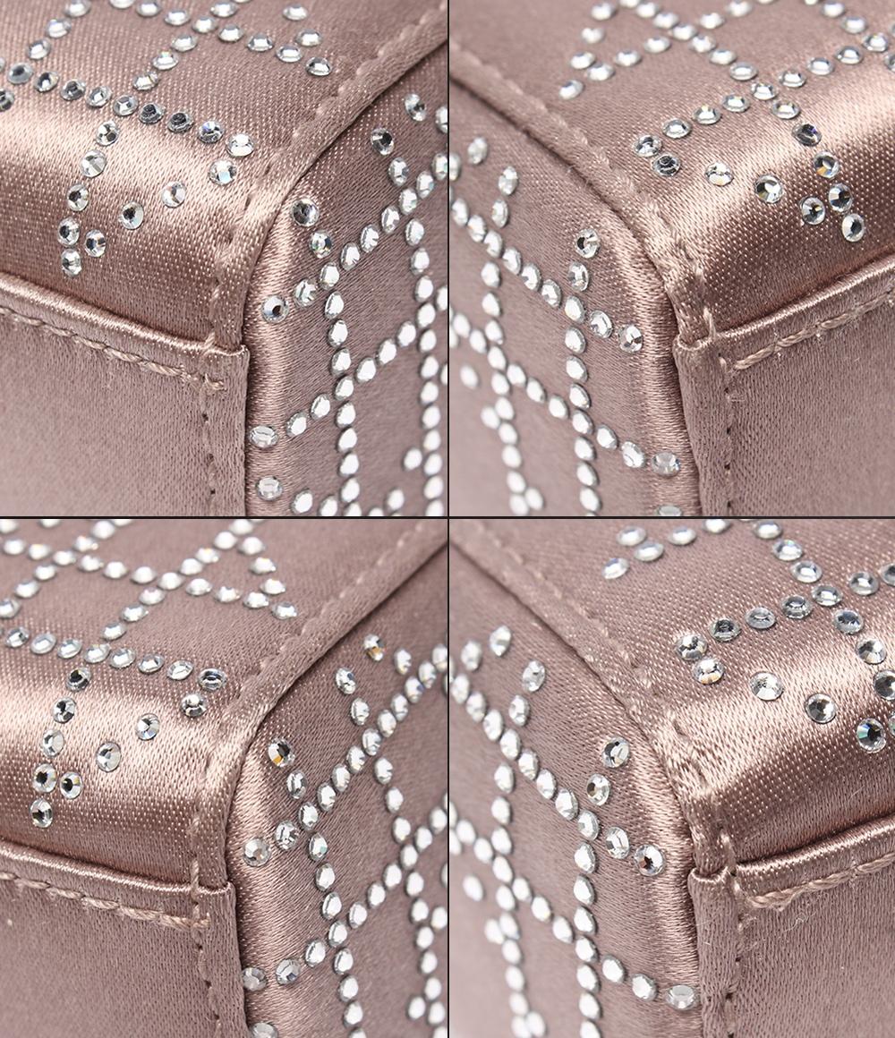 クリスチャンディオール ハンドバッグ ラインストーン サテン レディディオール Christian Dior