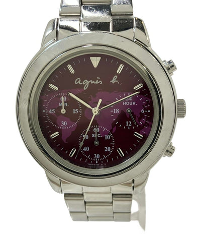 agnes b. 腕時計 クオーツ パープル V654-6100 メンズ アニエスベー