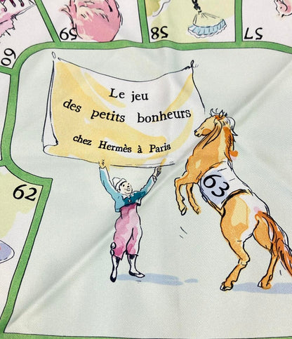 エルメス スカーフ シルク100% カレ90 Le jeu des petits bonheurs レディース HERMES