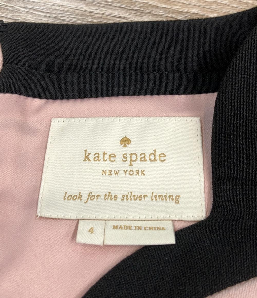 Kate Spade 半袖ワンピース バイカラースカラップ VネックAライン scallop cap sleeve d Cameo Pink レディース SIZE 4 (M) ケイトスペード