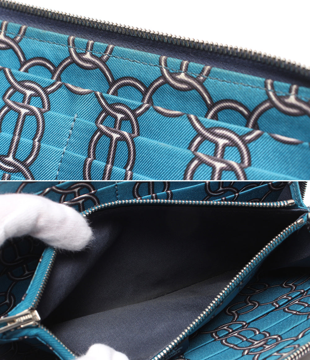 HERMES ラウンドファスナー長財布 シルバー金具 □R刻印 アザップシルクイン メンズ レディース エルメス