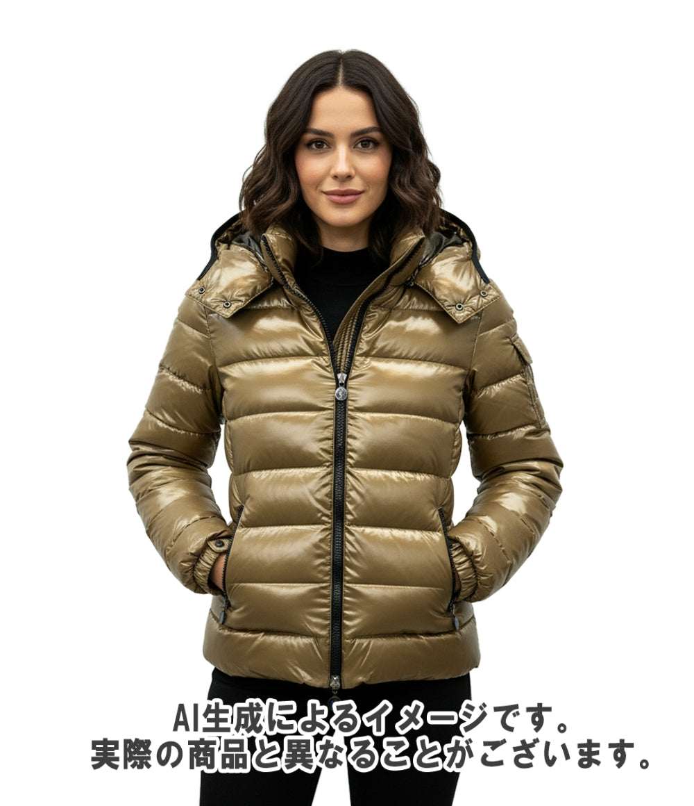 MONCLER ダウンジャケット BADY アニメタグ ワッペン 光沢 フード取り外し可 ショート ダブルジップ 116347 レディース SIZE 1 (M) モンクレール