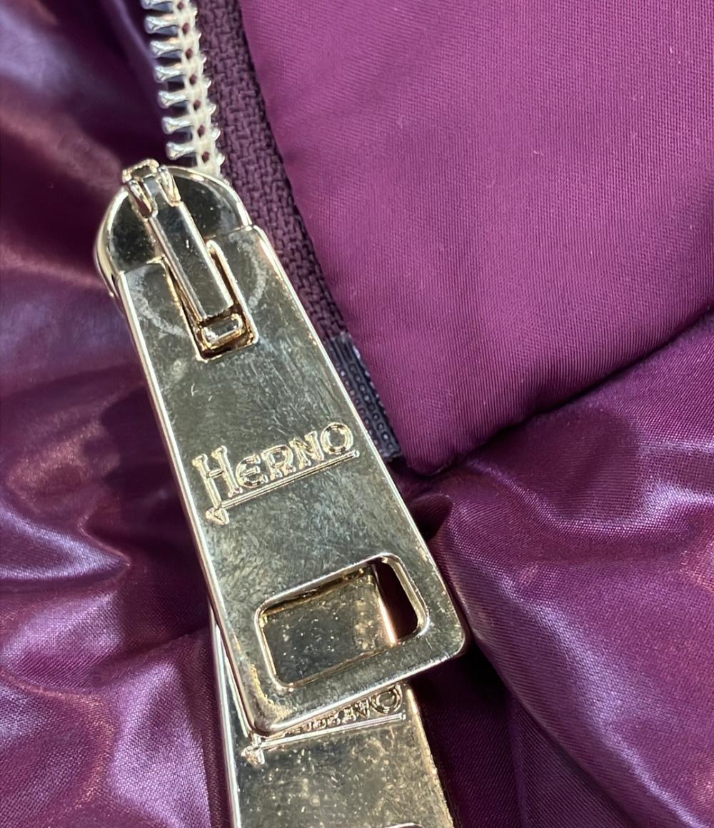 Herno ダウンコート A-shape ワインレッド インポート サテンAラインコート PI1304D-12170-4630 レディース SIZE 44 (XL) ヘルノ