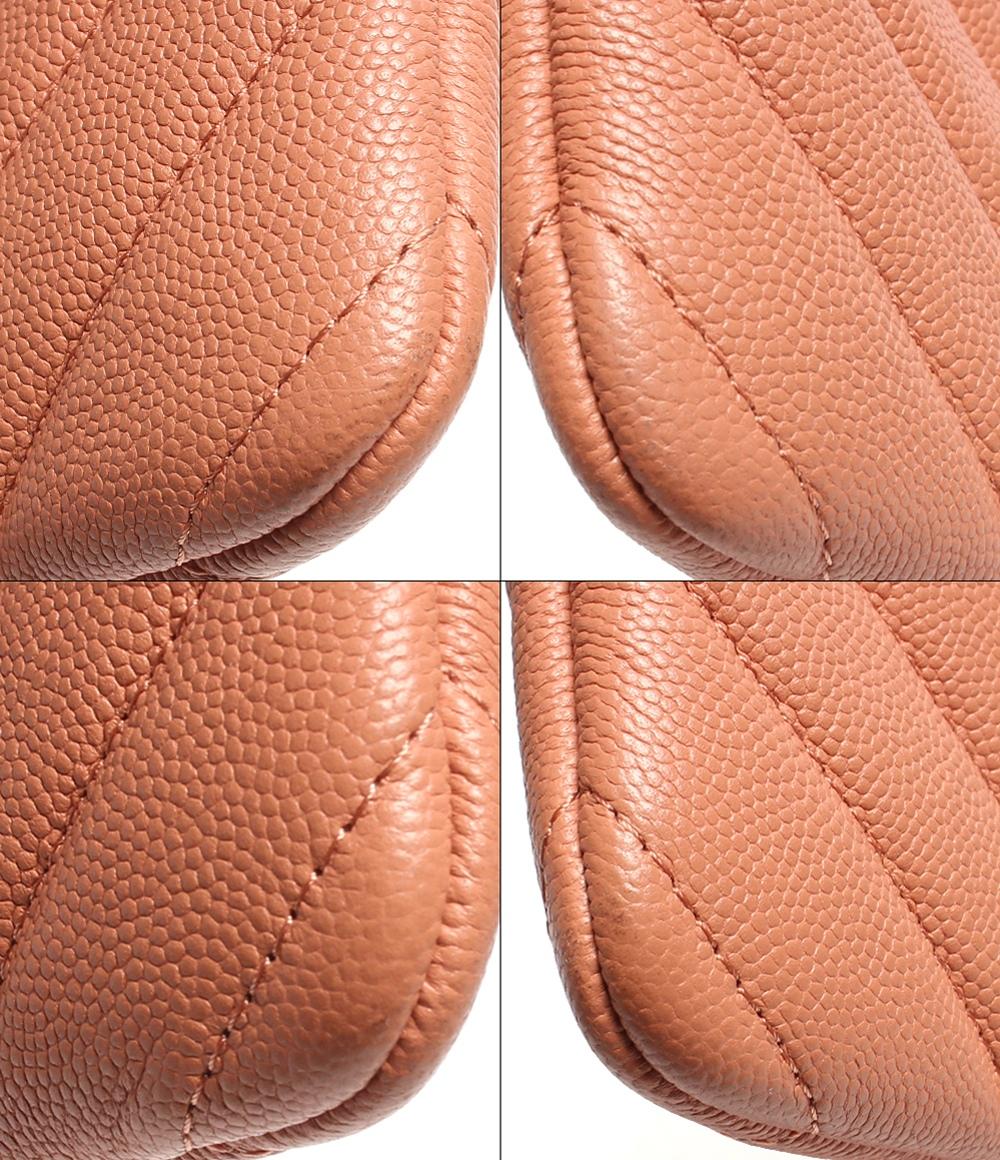 レザークラッチバッグ ココマーク  フクロウ ゴールド金具 シェブロン Ｖステッチ キャビアスキン レディース CHANEL