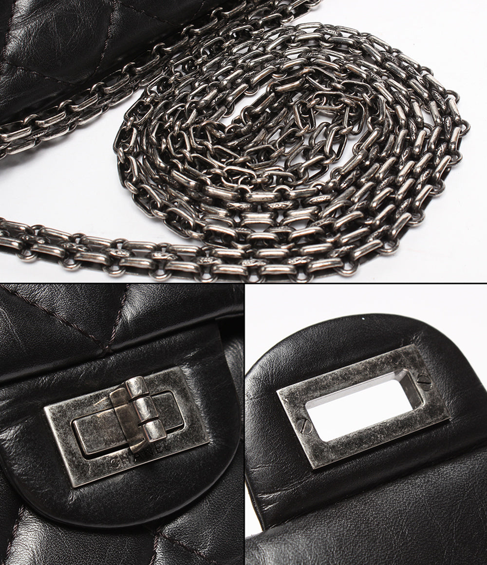 CHANEL チェーンショルダーバッグ シルバー金具 ダブルチェーン ダブルフラップ マトラッセ 2.55 リイシュー レディース シャネル