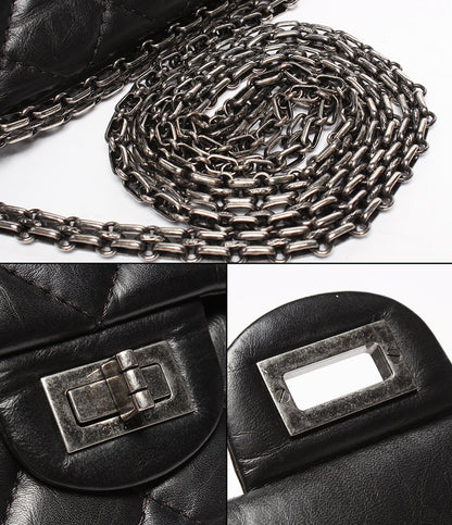 CHANEL チェーンショルダーバッグ シルバー金具 ダブルチェーン ダブルフラップ マトラッセ 2.55 リイシュー レディース シャネル