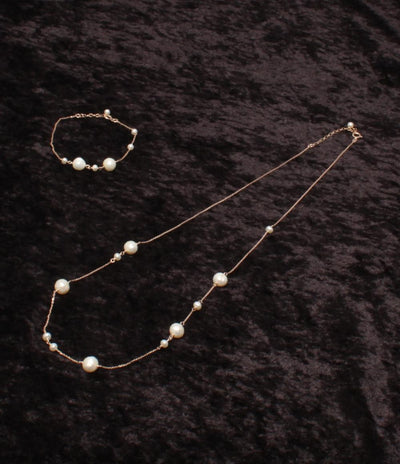 美品 ネックレス ブレスレット K10 淡水パール 2点セット レディース