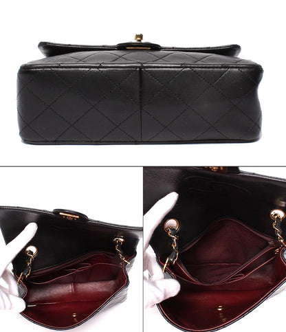 CHANEL チェーンショルダーバッグ 肩掛け 斜め掛け ゴールド金具 シングルチェーン シングルフラップ 1番台 ラムスキン マトラッセ20 レディース